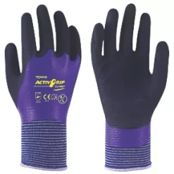 Towa ActivGrip CJ-569 Nitrile-Coated Gloves Black / Blue Medium