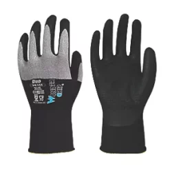 Wonder Grip WG-555 DUO Protective Work Gloves Black / Grey X Large