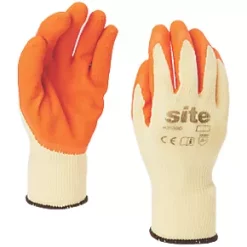 Site 380 Latex Builders Gloves Orange/Yellow Small