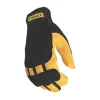 Stanley Hybrid Performance Leather Gloves Black Large -Work Gloves Sales 3833F P