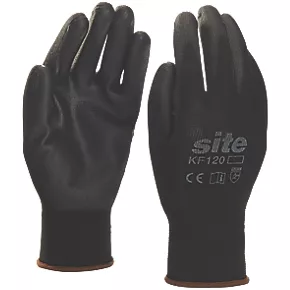Site 120 PU Palm Dip Gloves Black Medium 3 Site 120 PU Palm Dip Gloves Black Medium