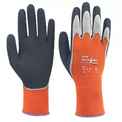 Work Gloves Sales 19 Towa ActivGrip XA-325 Latex-Coated Finger Gloves Orange Large