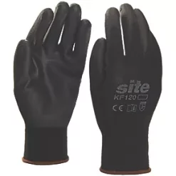 Site 120 PU Palm Dip Gloves Black Large