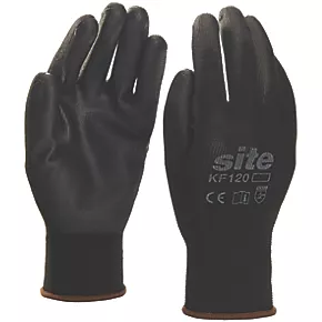 Site 120 PU Palm Dip Gloves Black Large 2 Site 120 PU Palm Dip Gloves Black Large
