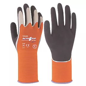 Towa ActivGrip XA-325 Latex-Coated Finger Gloves Grey / Orange Medium 3 Towa ActivGrip XA-325 Latex-Coated Finger Gloves Grey / Orange Medium
