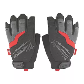 Milwaukee Fingerless Work Gloves Grey/Black Large 2 Milwaukee Fingerless Work Gloves Grey/Black Large
