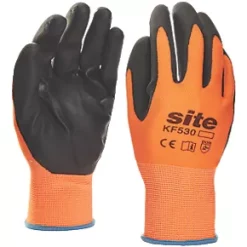Site 530 Touchscreen Nitrile Foam Gloves Orange / Black Large